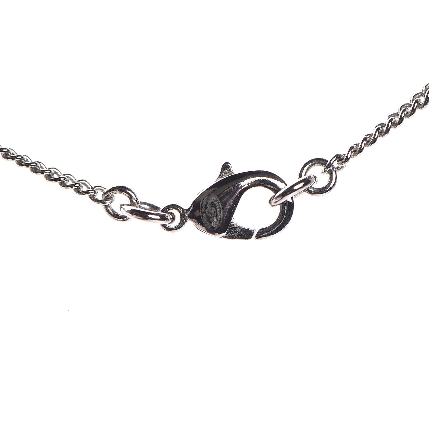 Chanel Crystal CC Pendant Necklace Silver 5 of 6