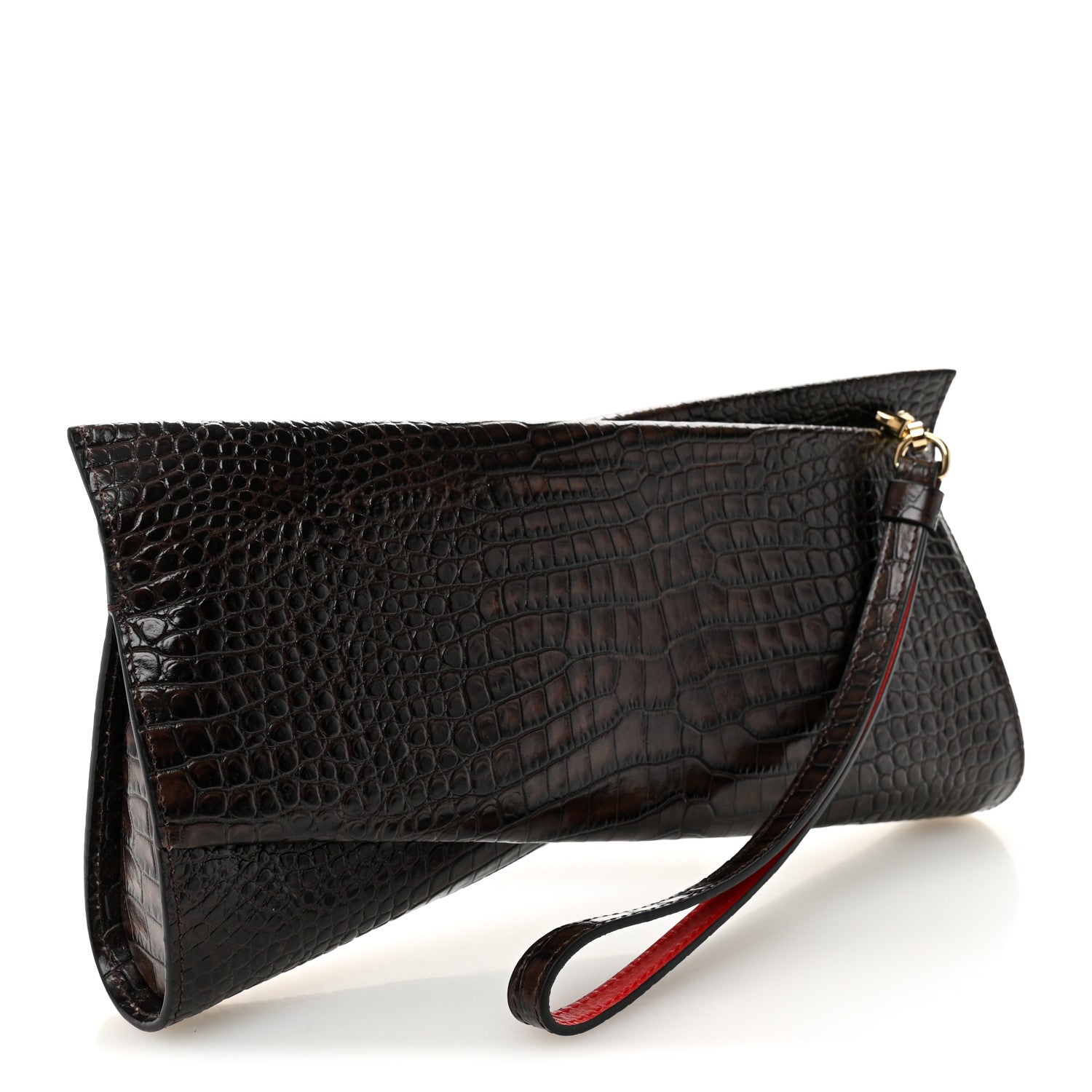 Christian Louboutin Loubitwist Crocodile Embossed Clutch Dark Brown 3 of 6