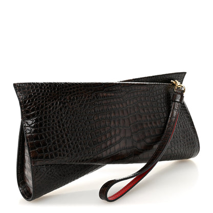 Christian Louboutin Loubitwist Crocodile Embossed Clutch Dark Brown 3 of 6