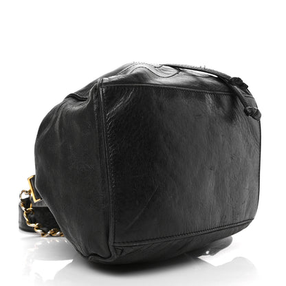 Chanel Lambskin CC Stitched Drawstring Bucket Bag Black 5 of 9