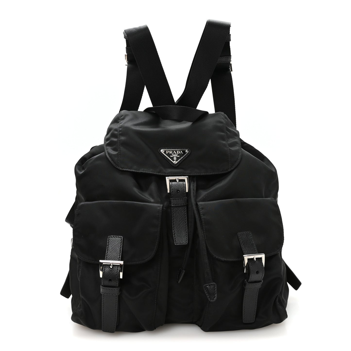 Tessuto Nylon Saffiano Medium Backpack Black