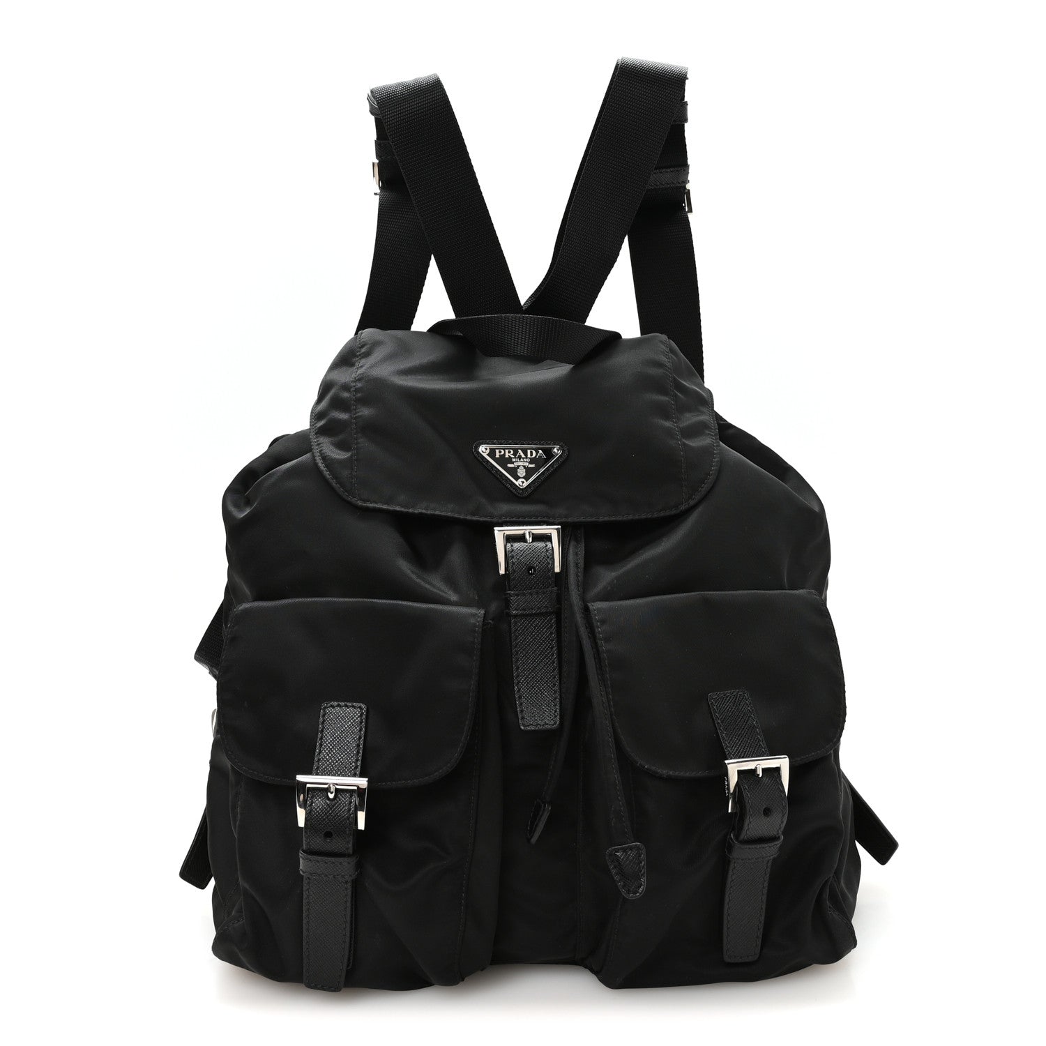 Prada Tessuto Nylon Saffiano Medium Backpack Black 1 of 11
