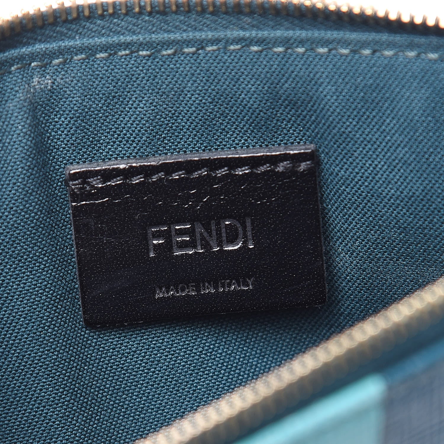 Fendi Vitello Crystal Tooth Monster Zip Pouch Oceano Multicolor 6 of 8