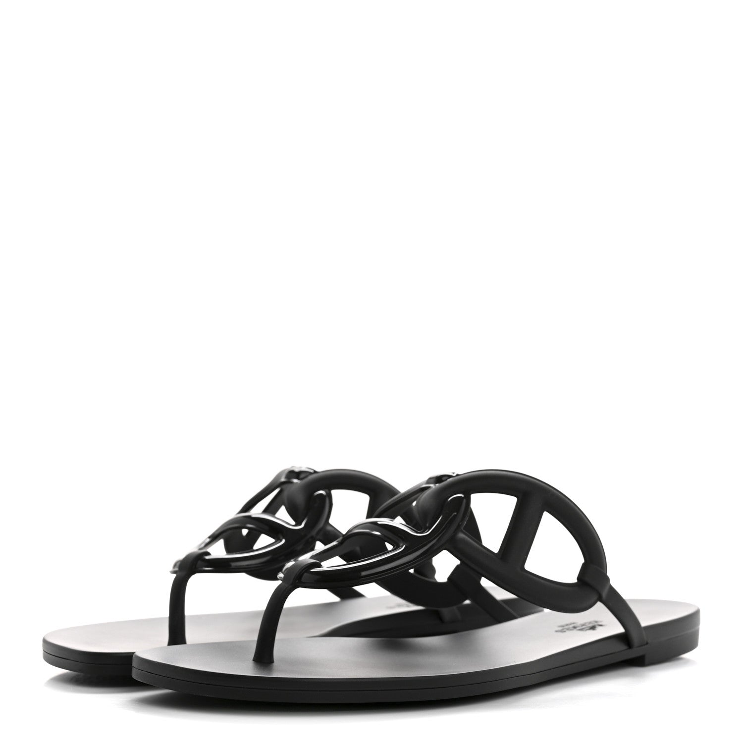 Hermes Rubber Womens Egerie Sandals 41 Black 4 of 9