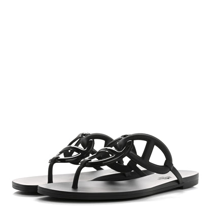 Hermes Rubber Womens Egerie Sandals 41 Black 4 of 9