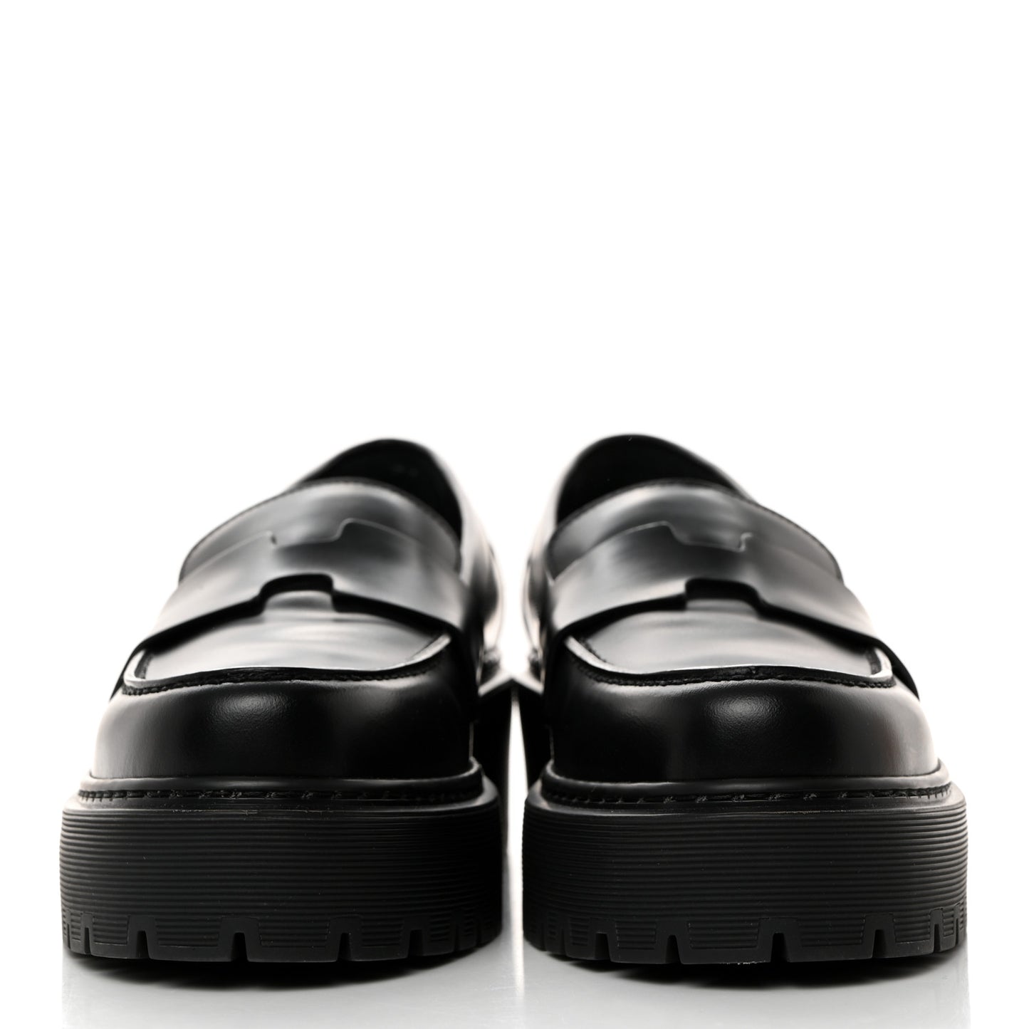 Glazed Calfskin Womens Hitch Loafers 37 Black