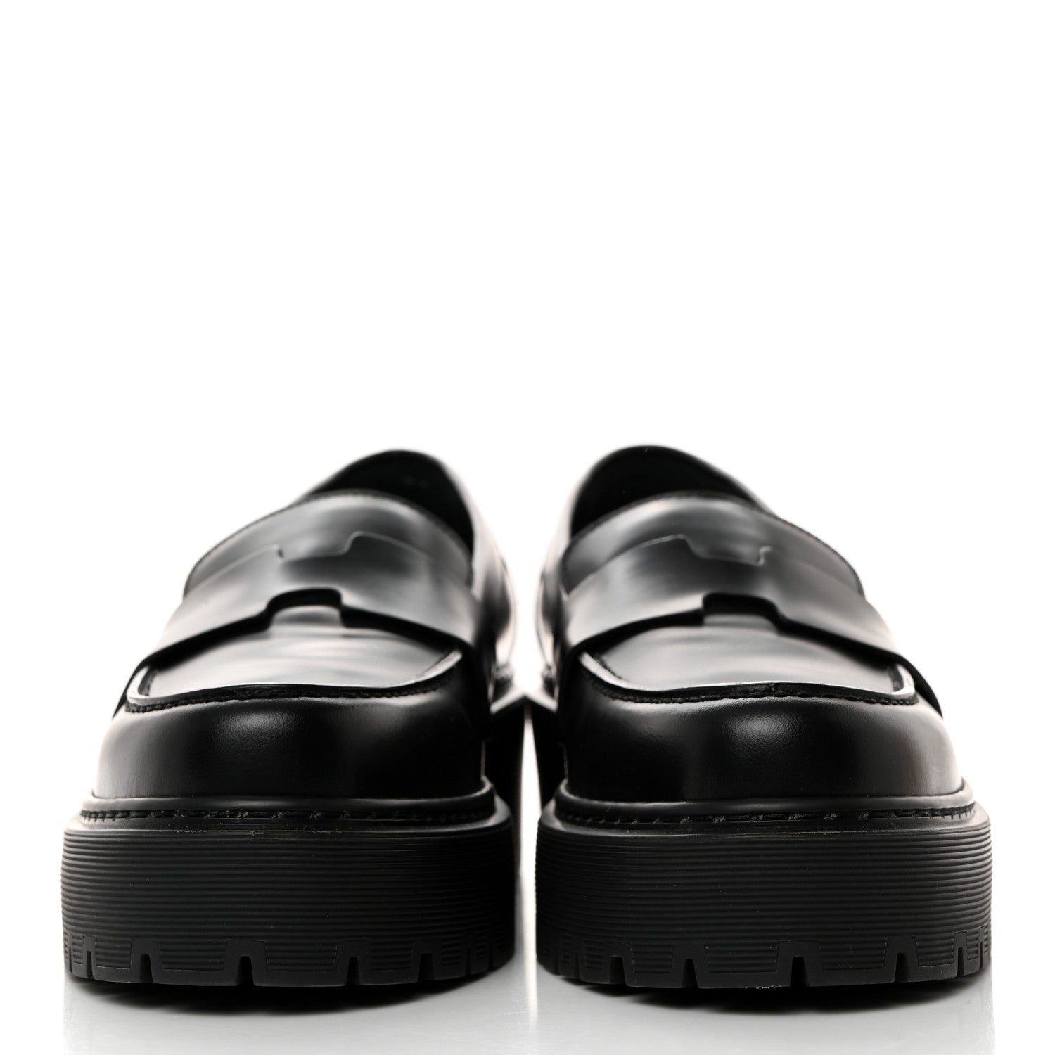 Hermes Glazed Calfskin Womens Hitch Loafers 37 Black 2 of 9