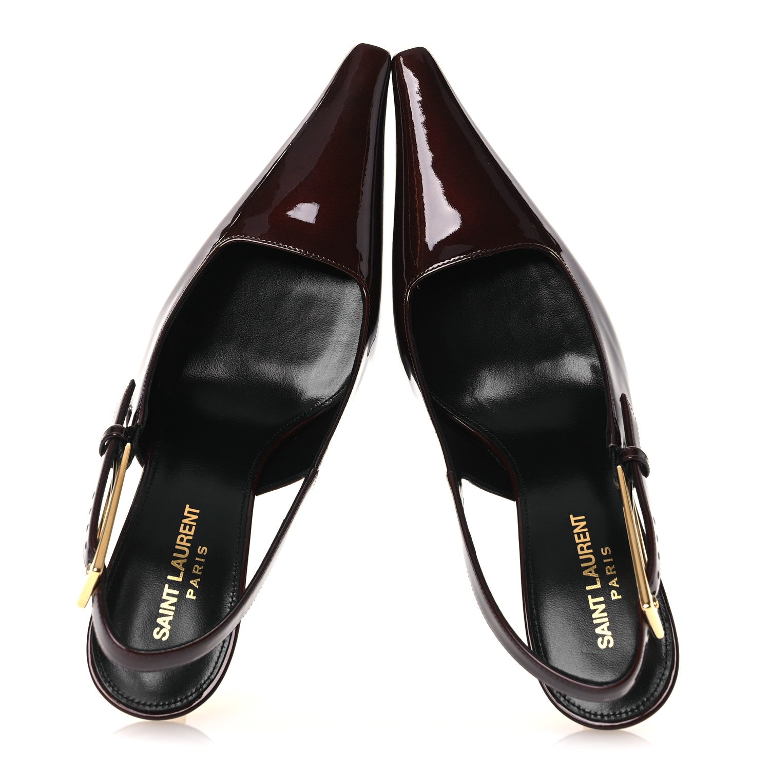 Saint Laurent Glazed Calfskin Lee 75 Slingback Pumps 37 Marron Glace 2 of 13