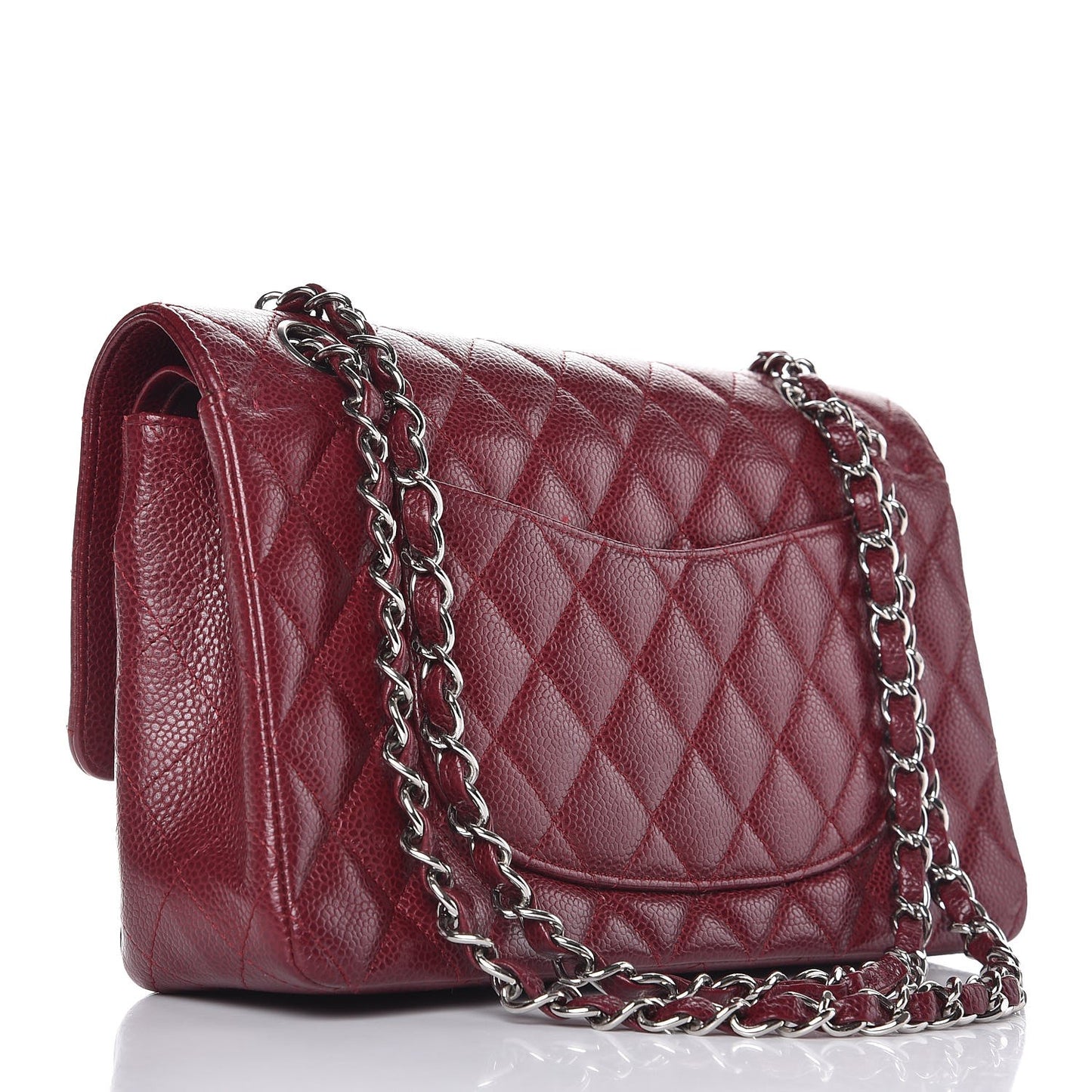 Caviar Quilted Medium Double Flap Dark Red