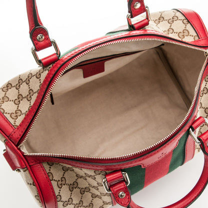 Gucci Monogram Vintage Web Medium Boston Hibiscus Red 5 of 8