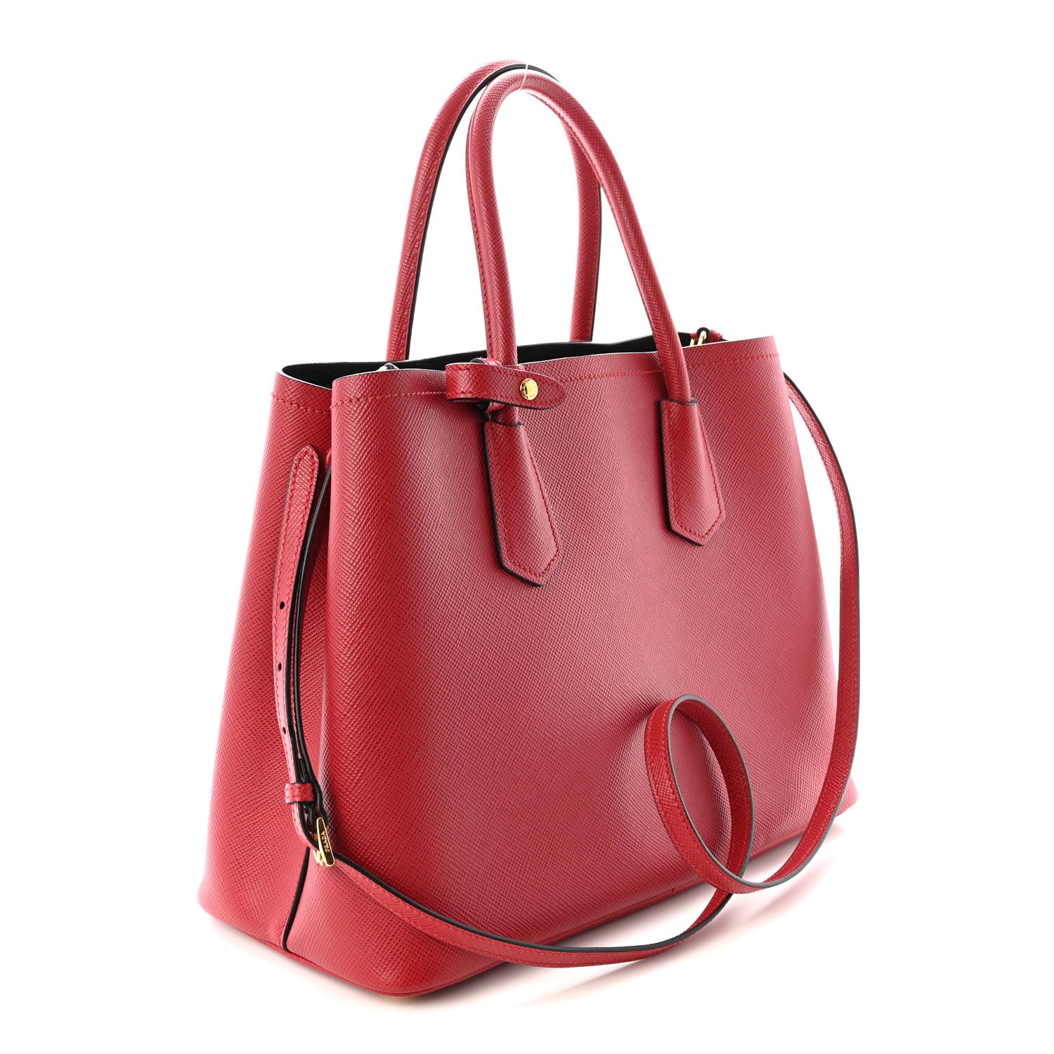 Prada Saffiano Cuir Medium Double Bag Fuoco 3 of 9