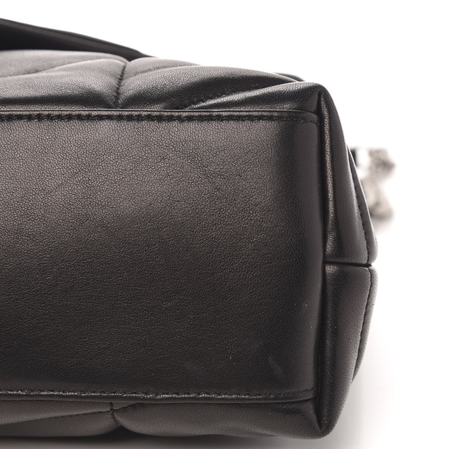Lambskin Quilted Small Loulou Puffer Monogram Chain Satchel Black
