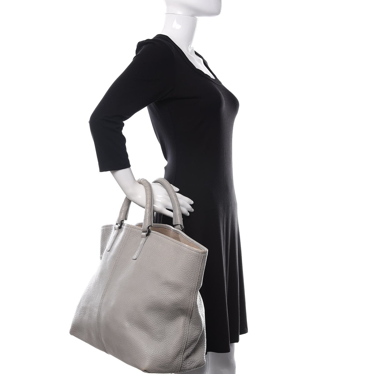 Cervo Deerskin Shopping Tote Light Grey