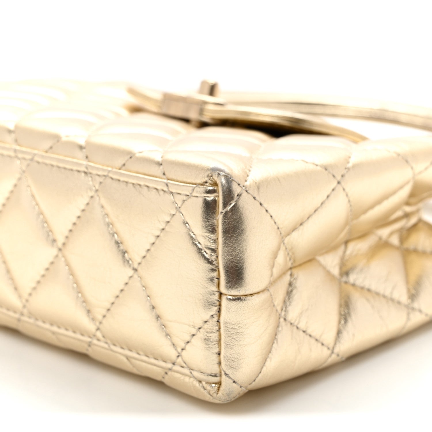 Chanel Metallic Shiny Aged Calfskin Quilted Nano Kelly Shopper Gold 10 of 12