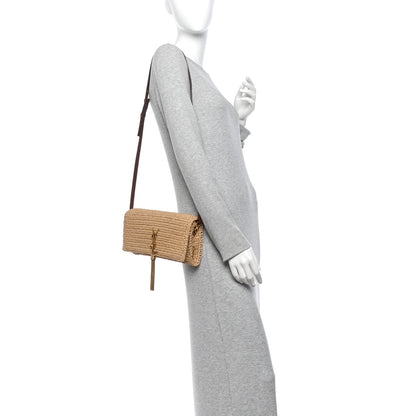 Saint Laurent Raffia Monogram Tassel Kate 99 Dark Nude 2 of 12