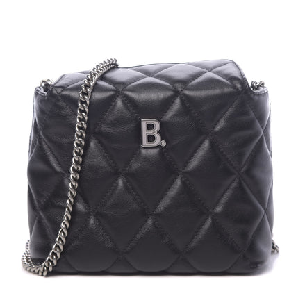 Balenciaga Calfskin Quilted Touch B Square Shoulder Bag Black 1 of 11
