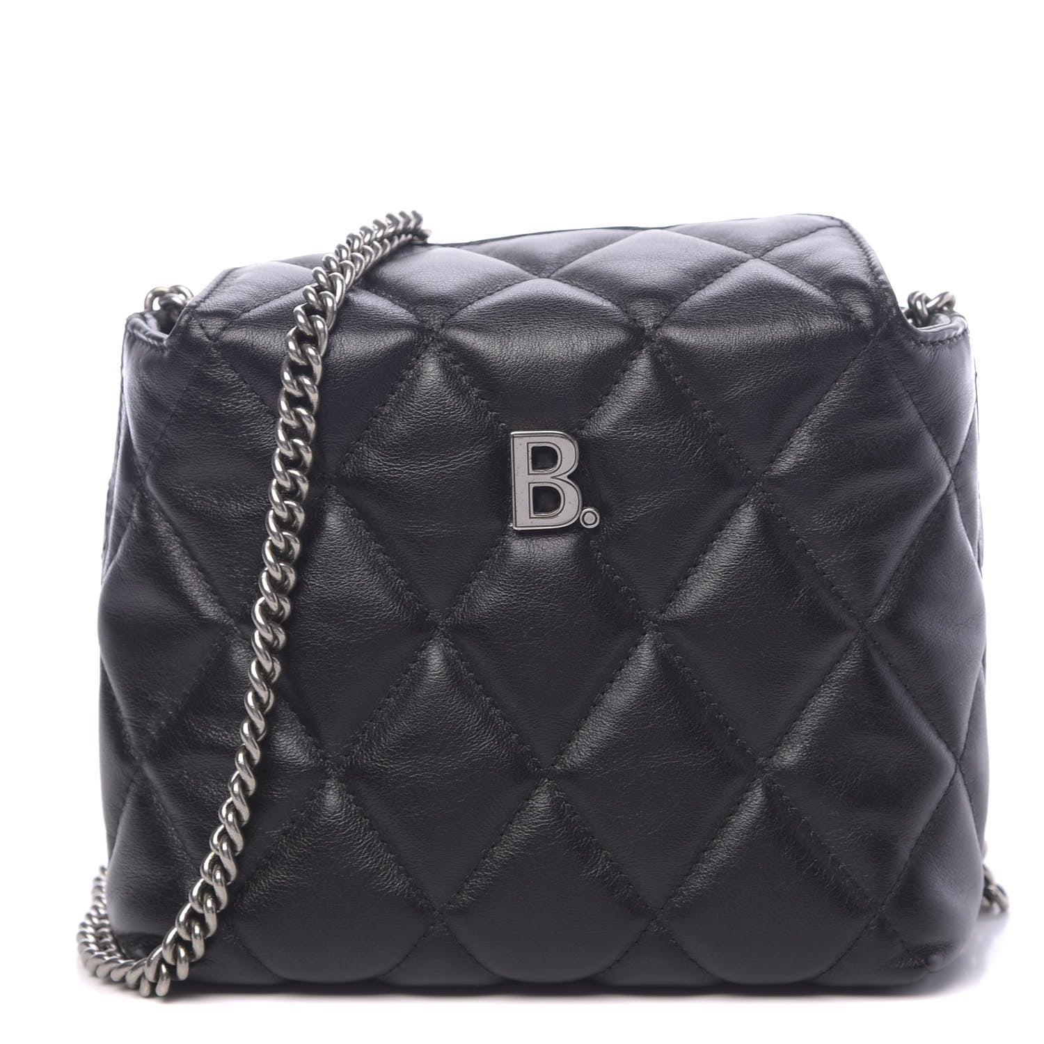 Balenciaga Calfskin Quilted Touch B Square Shoulder Bag Black 1 of 11