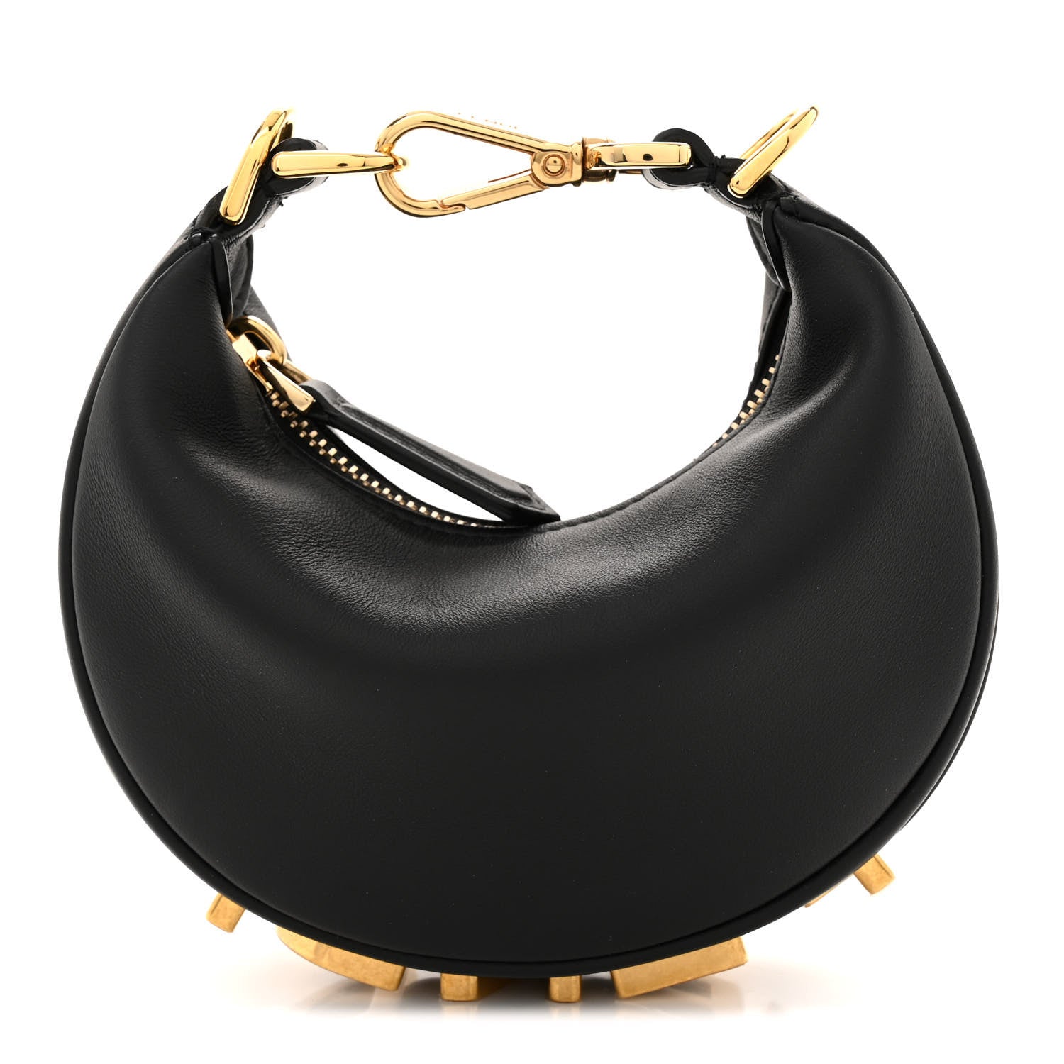 Fendi Vitello Grace Matte Nano Fendigraphy Hobo Charm Black 1 of 10