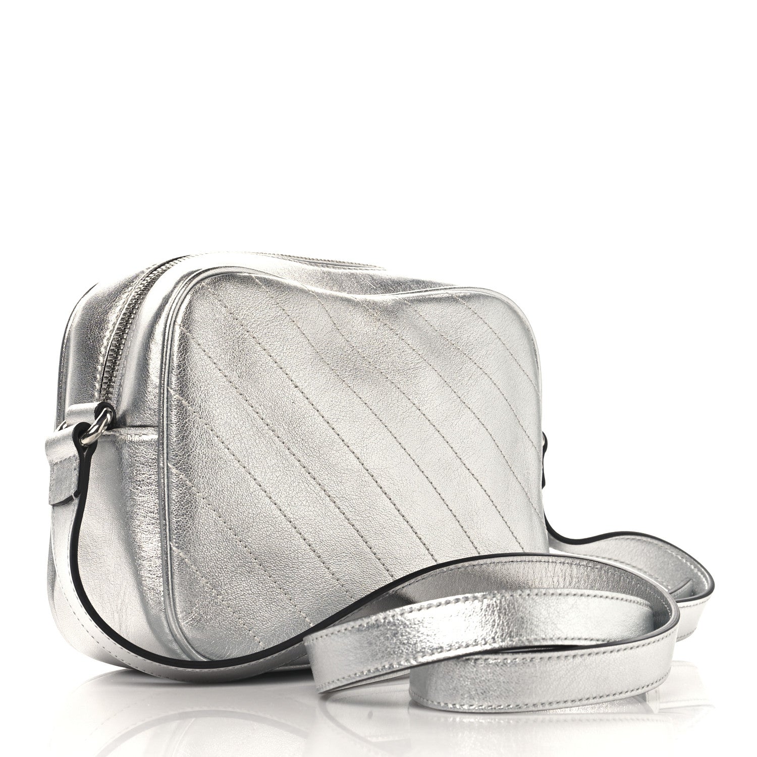 Gucci Metallic Sakai Be Green Calfskin Diagonal Stitched Small Blondie Shoulder Bag Silver 3 of 11