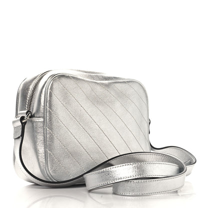 Gucci Metallic Sakai Be Green Calfskin Diagonal Stitched Small Blondie Shoulder Bag Silver 3 of 11