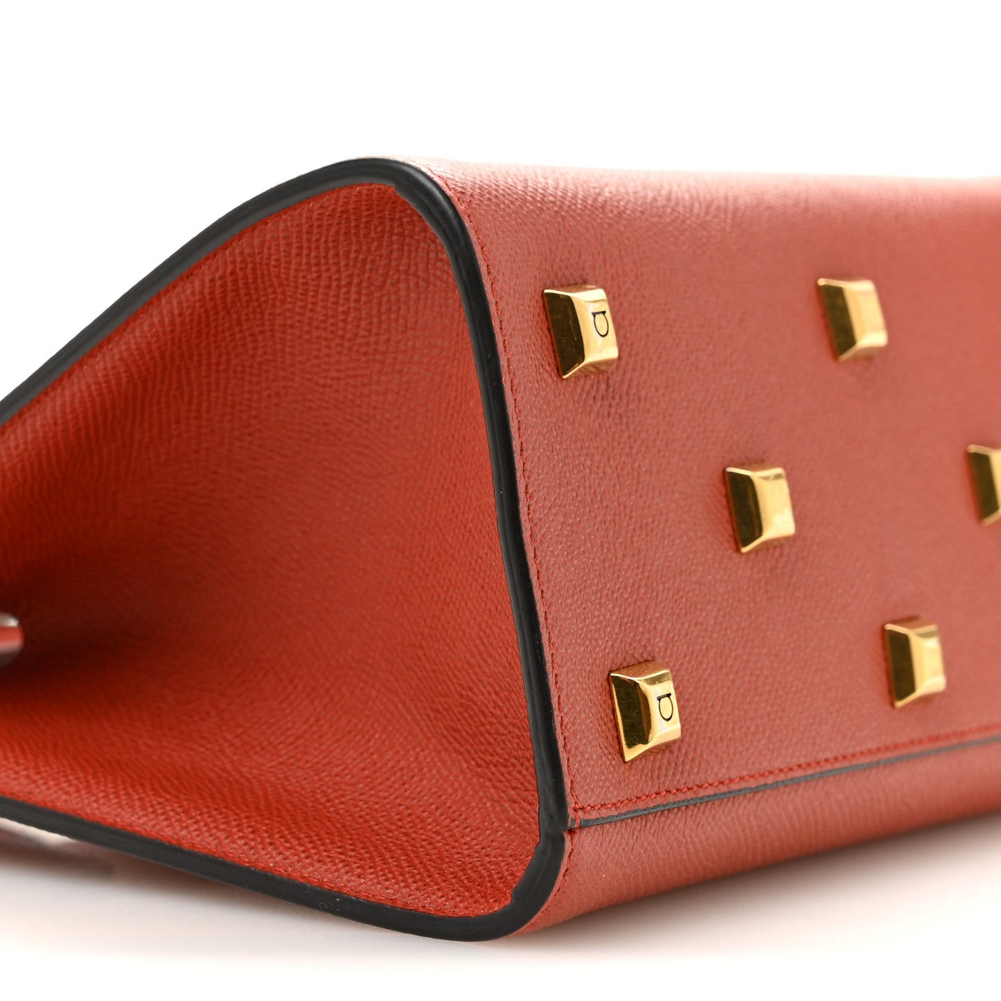 Hammered Calfskin Small The Studio Box Bag Brick