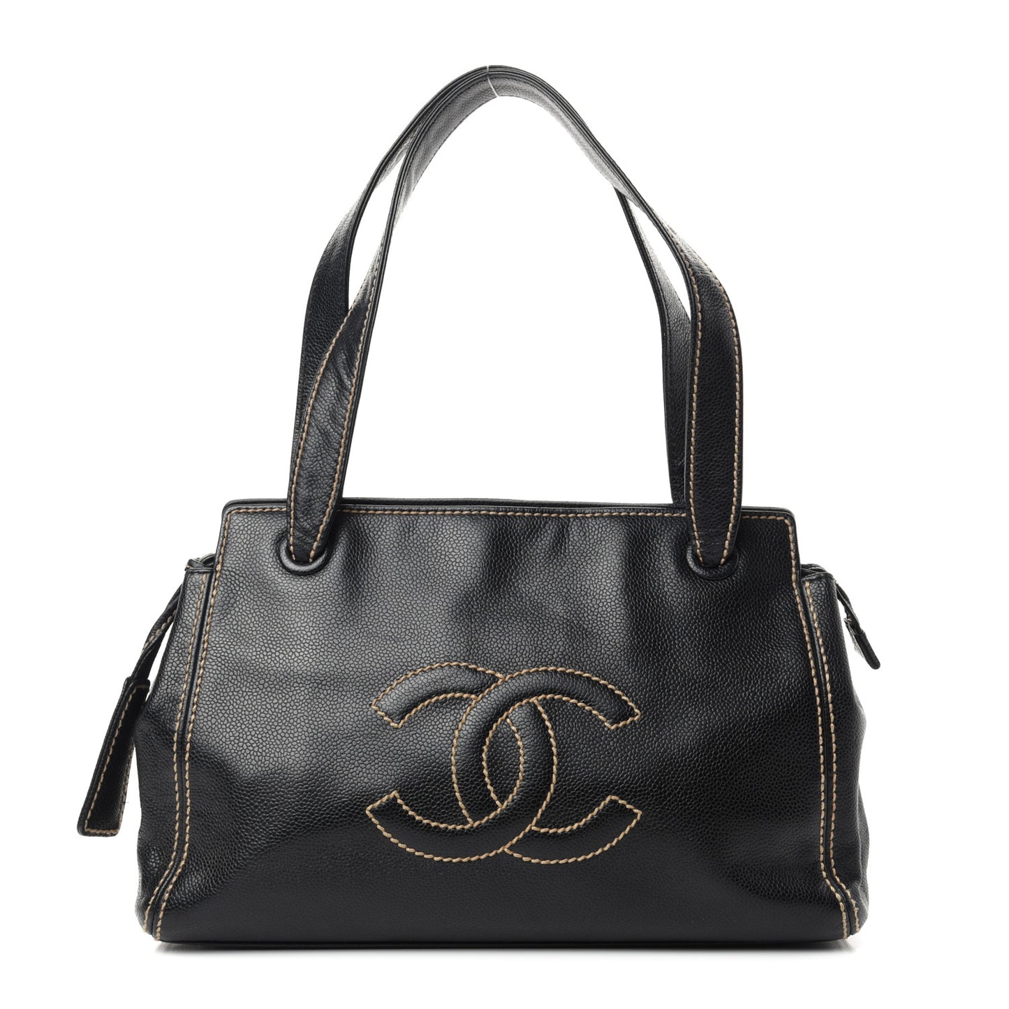 Caviar Stitched CC Shoulder Bag Black