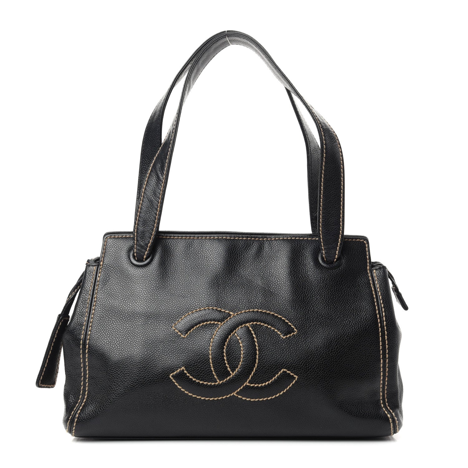 Chanel Caviar Stitched CC Shoulder Bag Black 1 of 10
