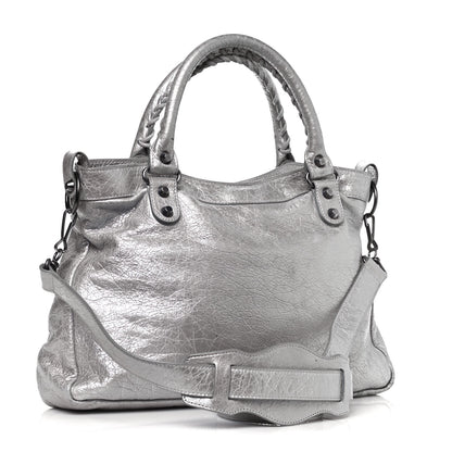 Balenciaga Metallic Agneau Classic Hardware Town Argent 2 of 13