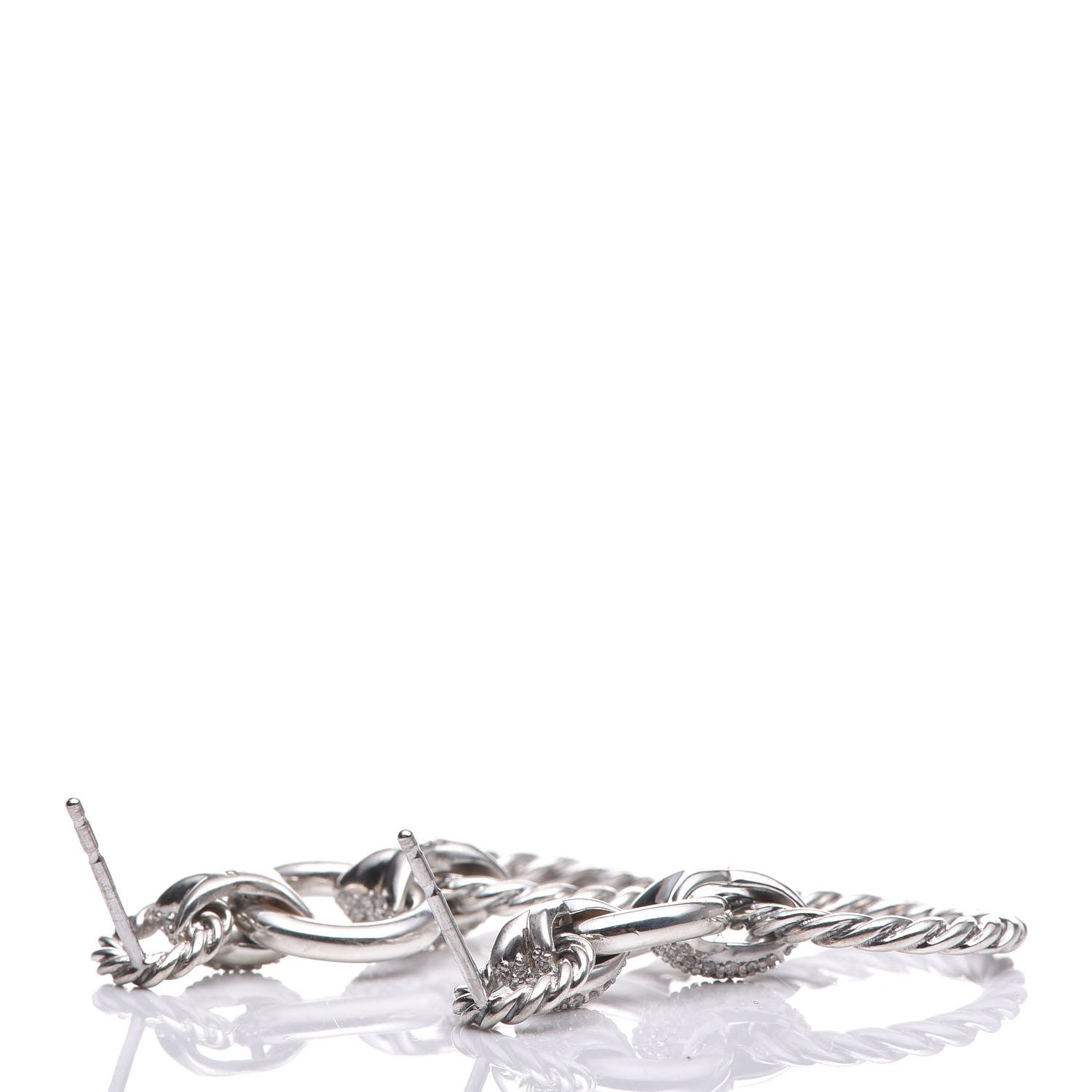 David Yurman Sterling Silver Diamond X Triple Drop Earrings 4 of 4