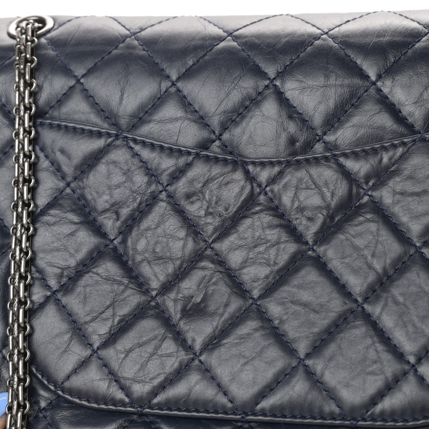 Chanel Aged Calfskin Quilted 2.55 Reissue 227 Flap Navy Blue 14 of 16
