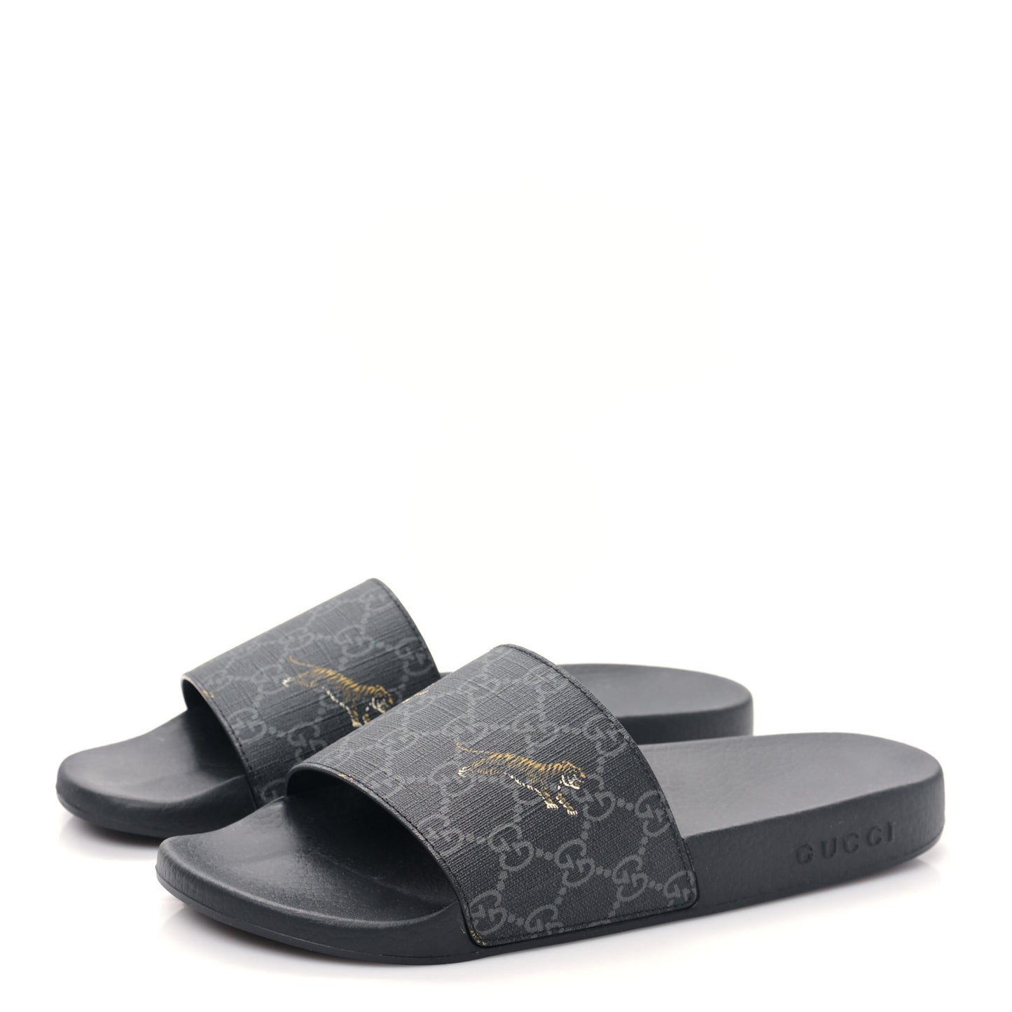 GG Supreme Monogram Tigers Mens Slide Sandals 8 Black Multicolor