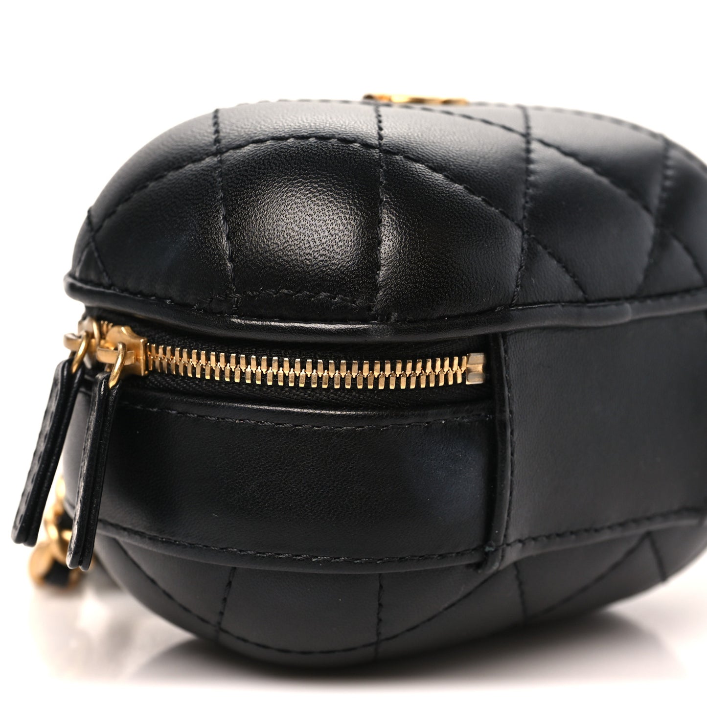 Lambskin Quilted CC Bubble Vanity Case With Chain Black