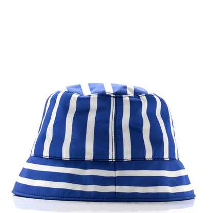 Prada Re-Nylon Logo Striped Womens Bucket Hat L Blue White 5 of 8
