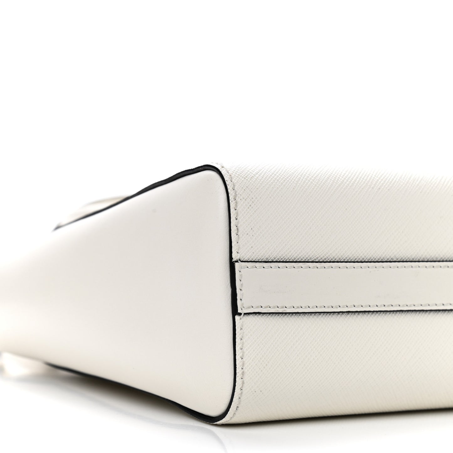Saffiano Soft Calfskin Small Zippered Tote White