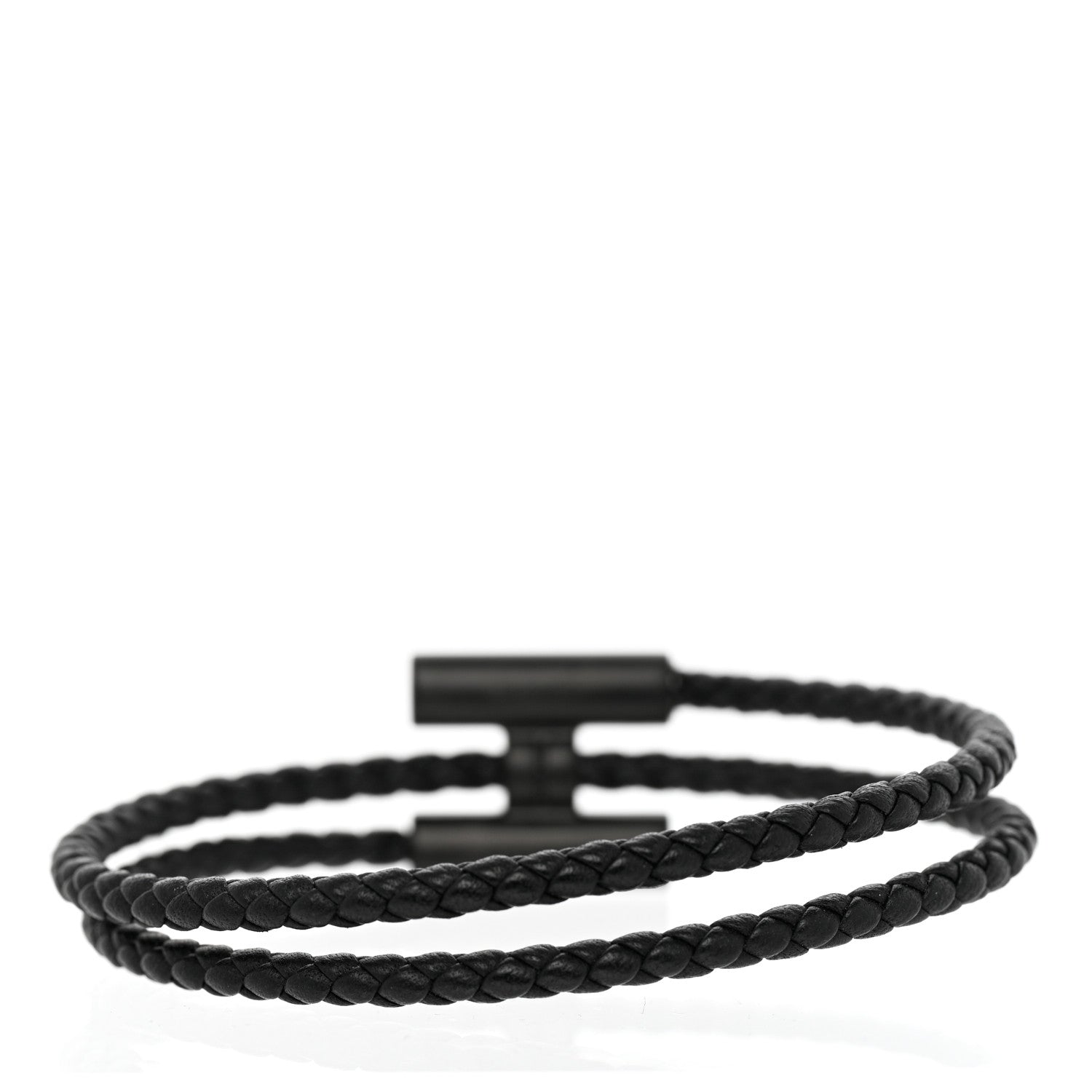 Hermes Swift Double Wrap Cord Tournis Tresse Bracelet T5 Black 3 of 5