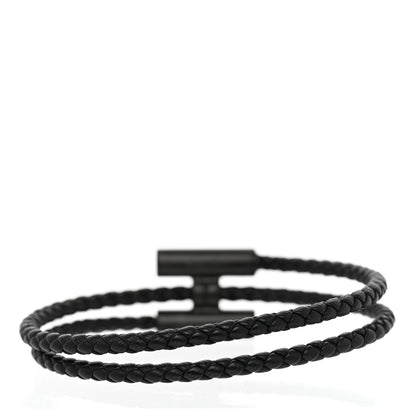 Hermes Swift Double Wrap Cord Tournis Tresse Bracelet T5 Black 3 of 5