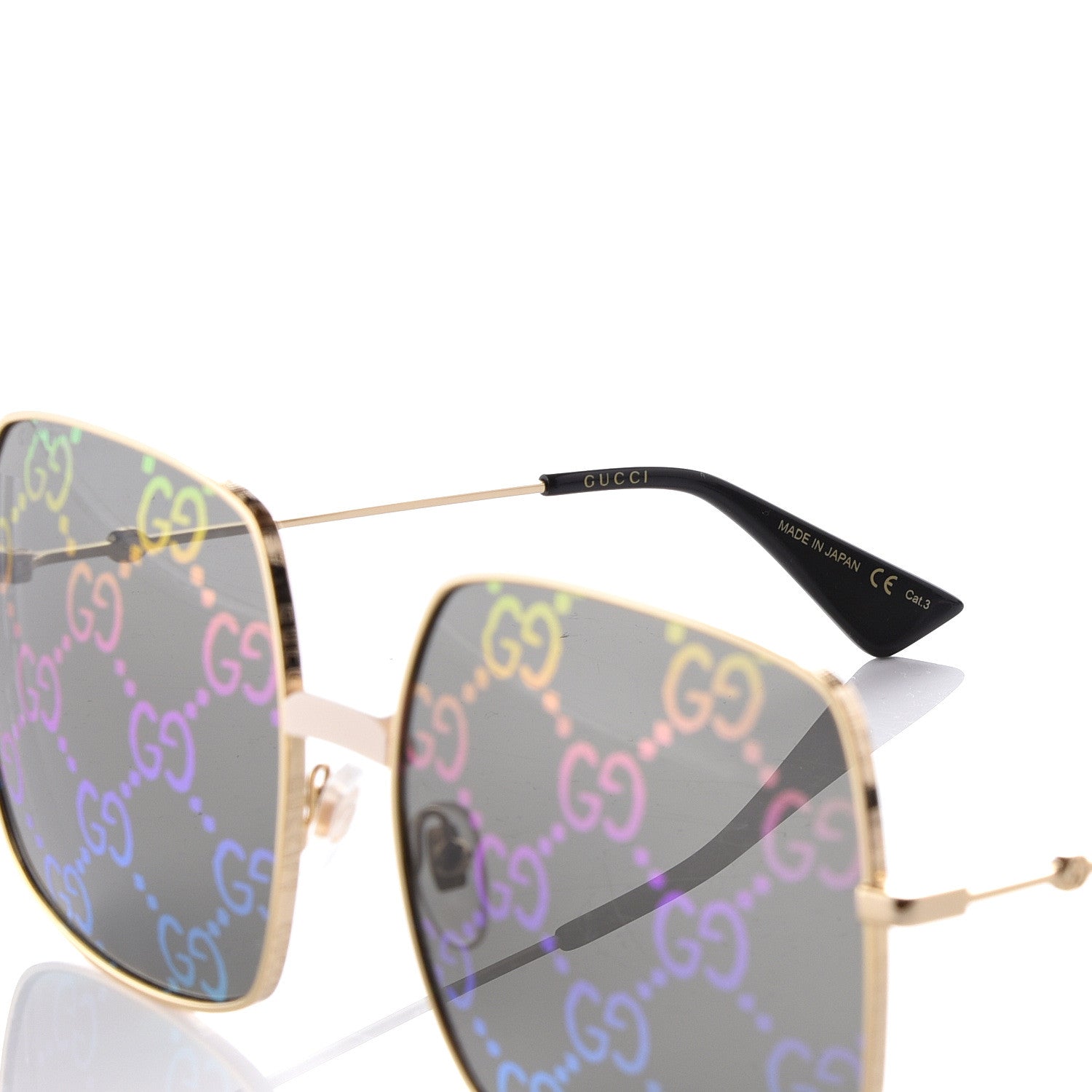 Gucci Rectangular Frame Sunglasses GG0414S Black 5 of 8