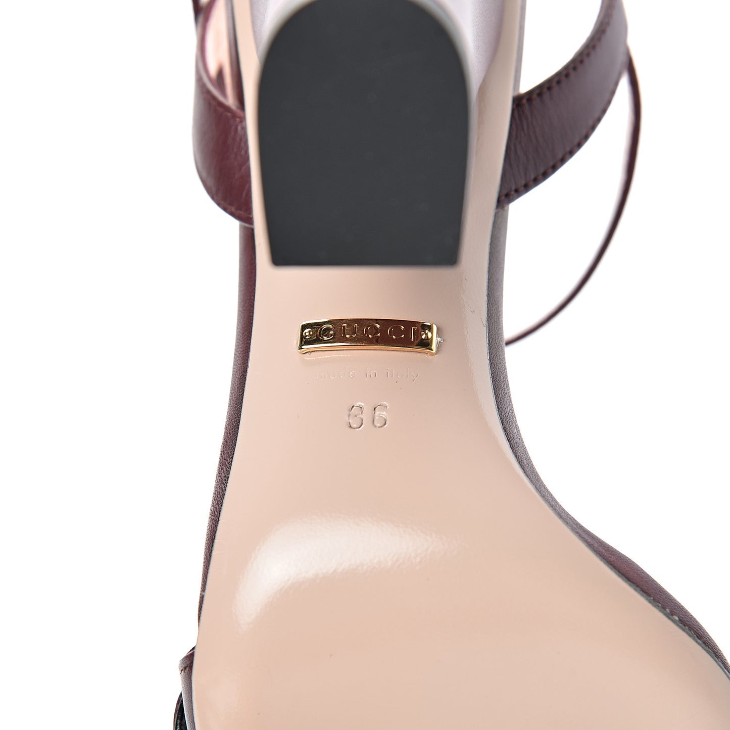 Lifford Calfskin GG Marmont Ankle Wrap 105mm Sandals 36 Vintage Bordeaux