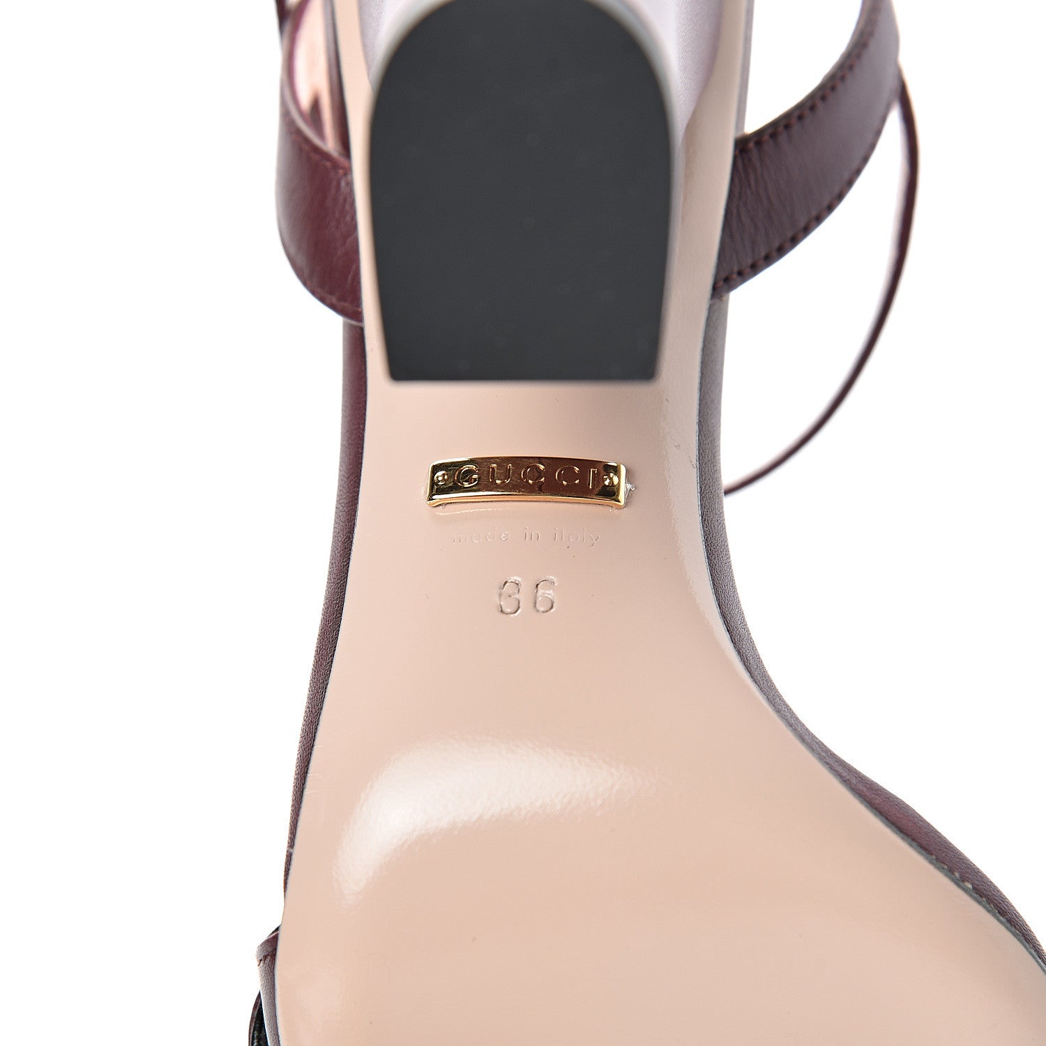 Gucci Lifford Calfskin GG Marmont Ankle Wrap 105mm Sandals 36 Vintage Bordeaux 6 of 10