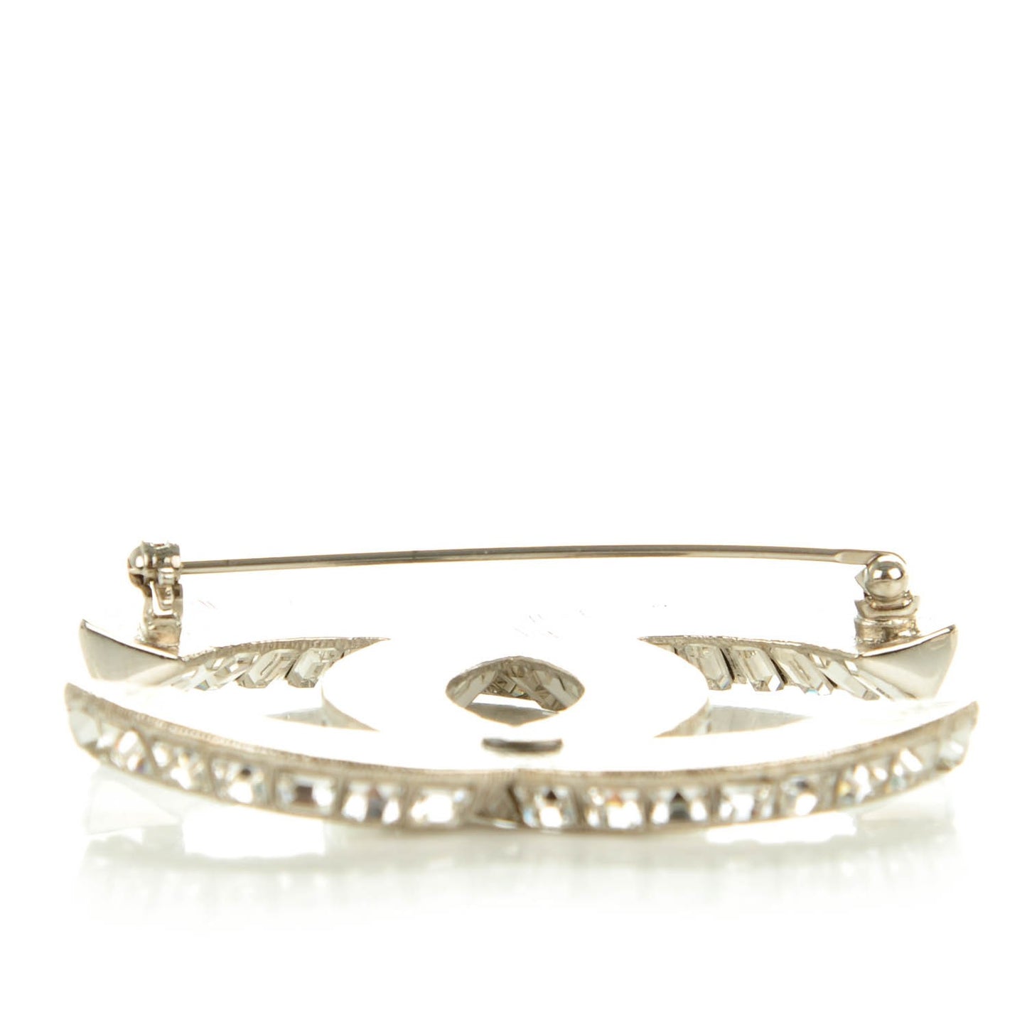 Baguette Crystal CC Brooch Silver