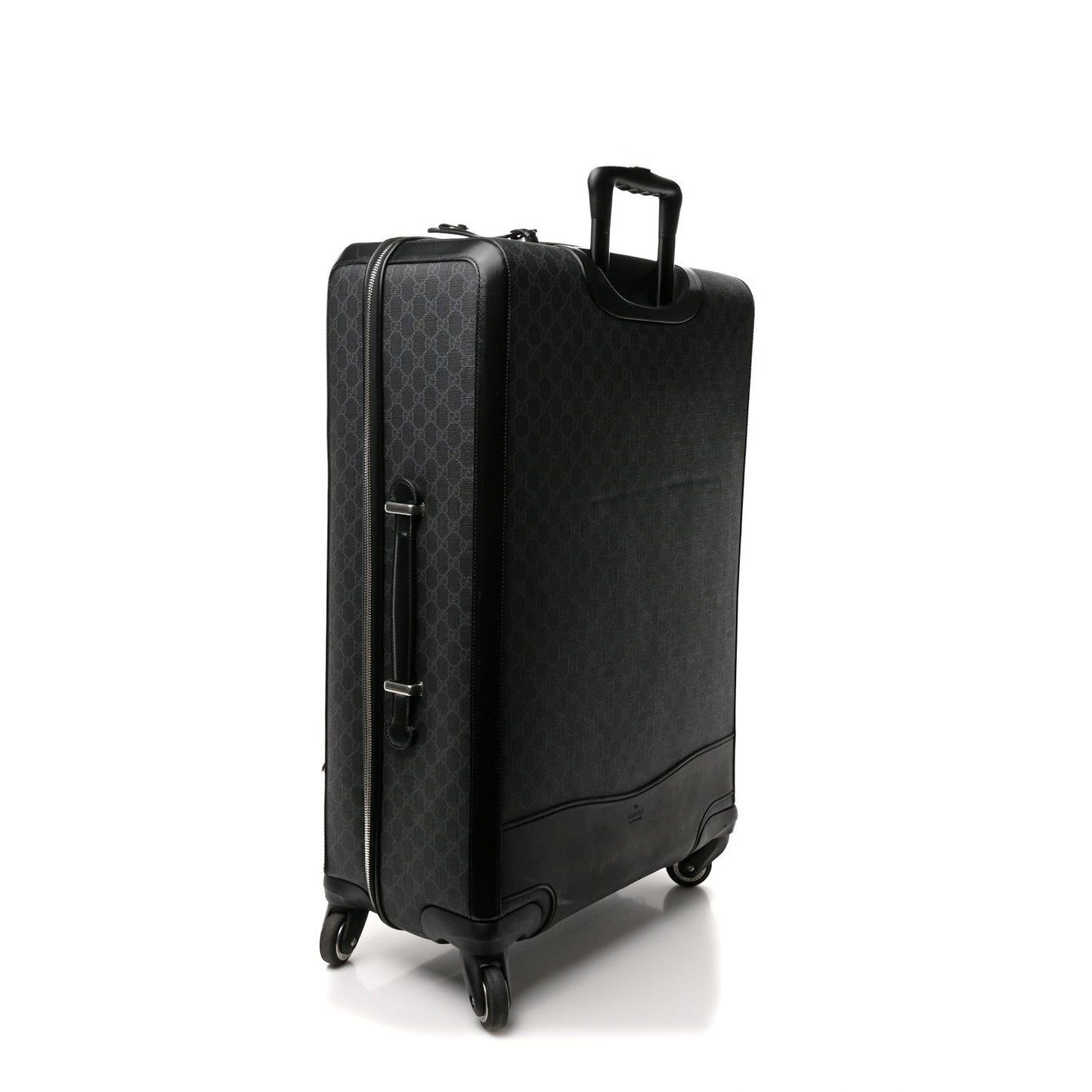 GG Supreme Monogram Large Four Wheel Suitcase Black Grey