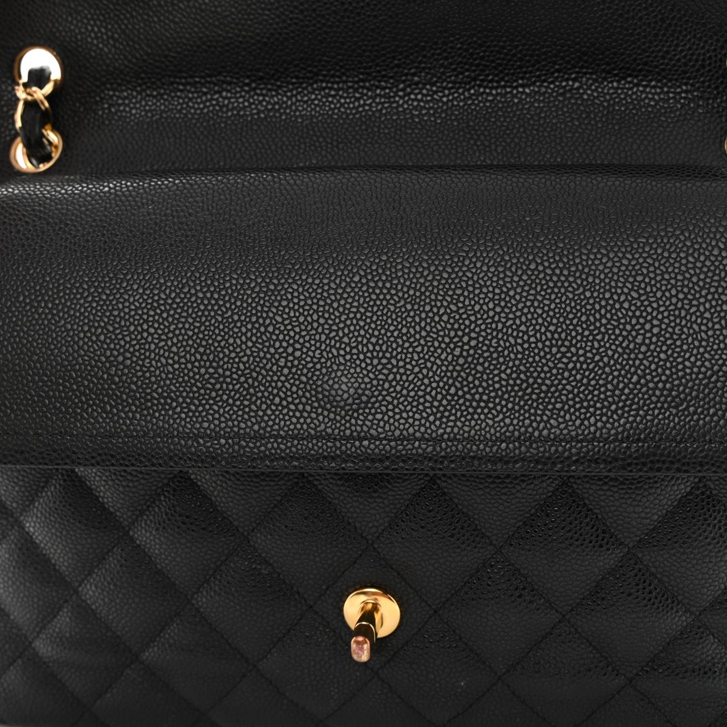 Caviar Quilted Jumbo Double Flap Black