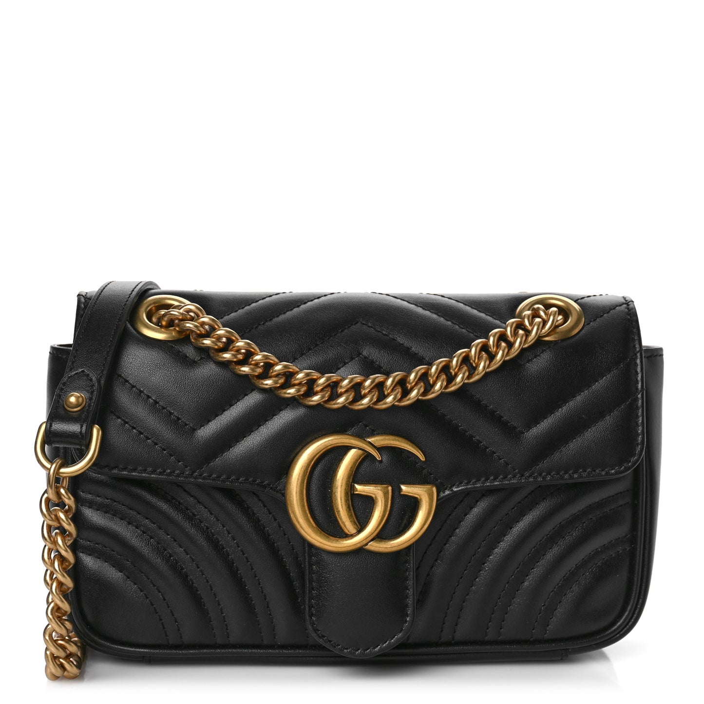 Calfskin Matelasse Mini GG Marmont Shoulder Bag Black