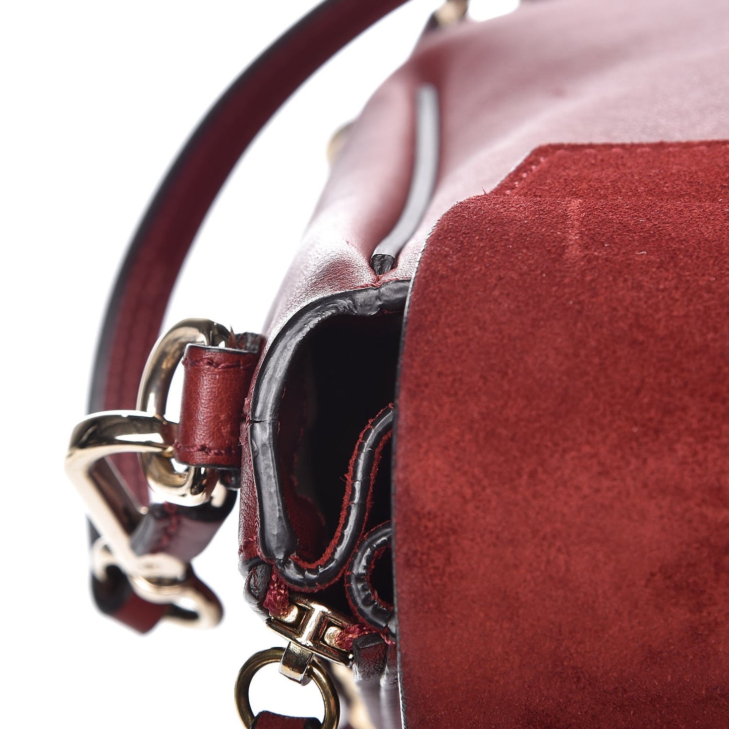 Suede Calfskin Small Faye Backpack Sienna Red