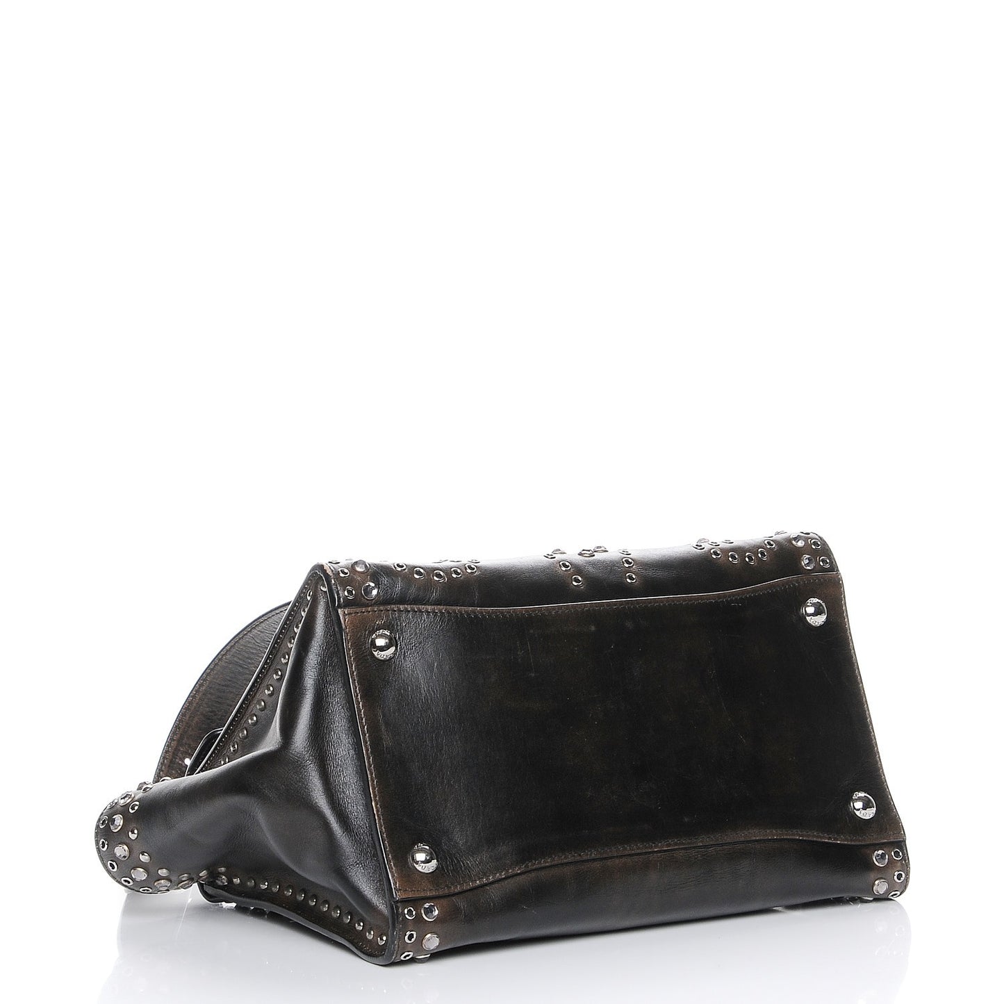 Vitello Vintage Studded Sound Twin Pocket Satchel Ebano