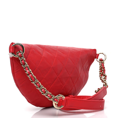 Chanel Lambskin Quilted Studded Waist Bag Red 3 of 9