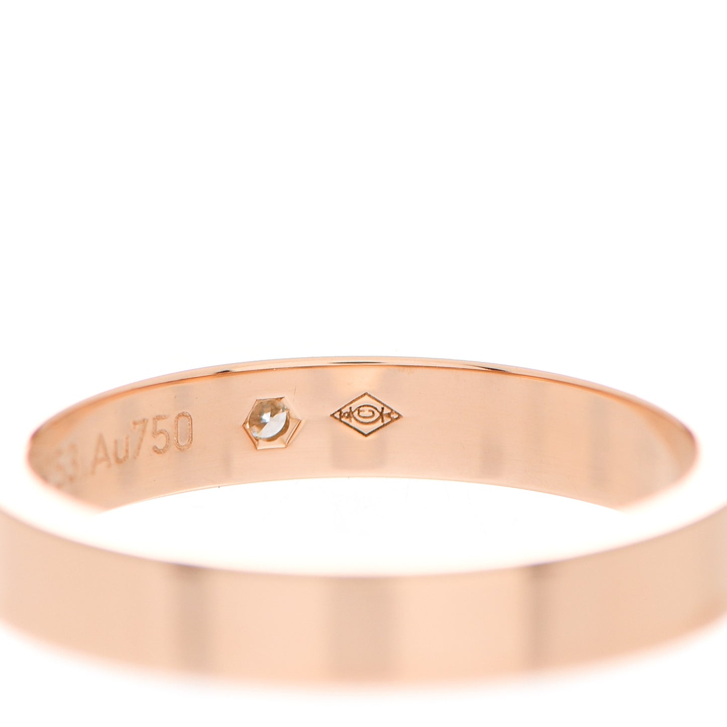 18K Pink Gold Diamond 3mm C De Cartier Wedding Band Ring 49 4.75