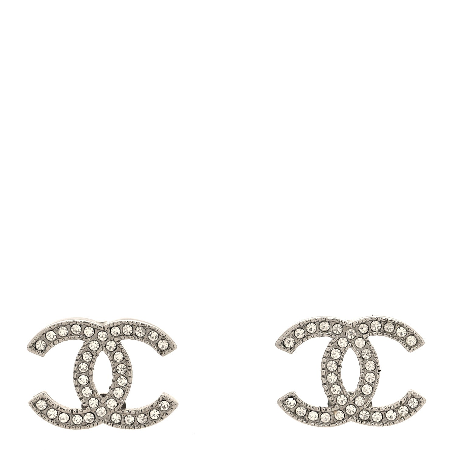 Chanel Crystal CC Earrings Silver 1 of 5
