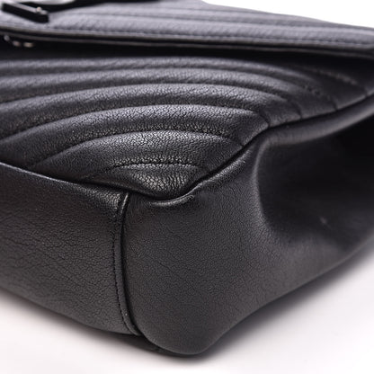 Saint Laurent Sheepskin Matelasse Chevron Monogram Medium College Bag Black 9 of 12