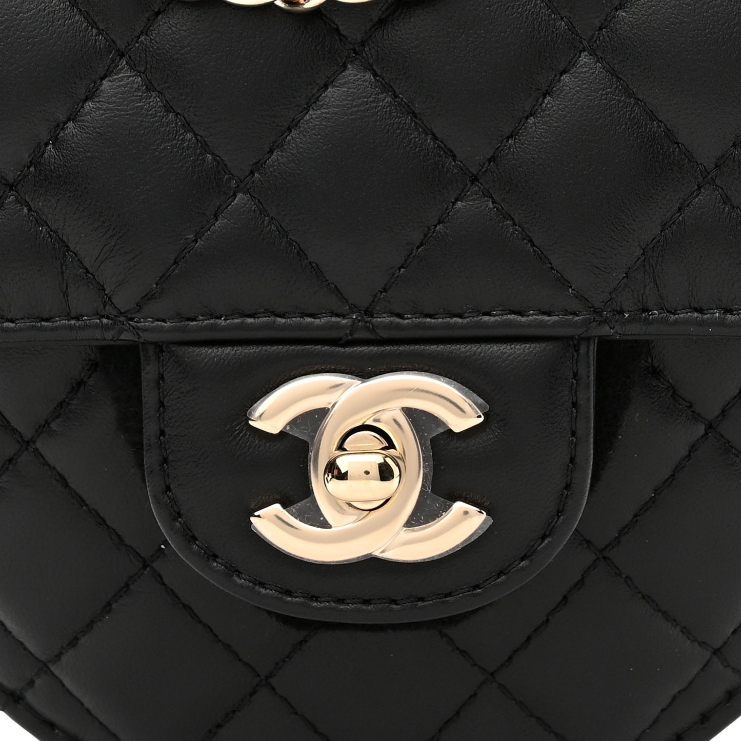 Lambskin Quilted CC In Love Heart Bag Black